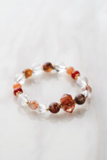 朱雀祥瑞｜紅膠花 x 白水晶 x 白阿賽 x 太陽石 x 紅玉隨