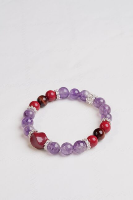 朝暮相守｜紫金珠砂 x 紫水晶 x 紅金珠砂 x 紅虎眼